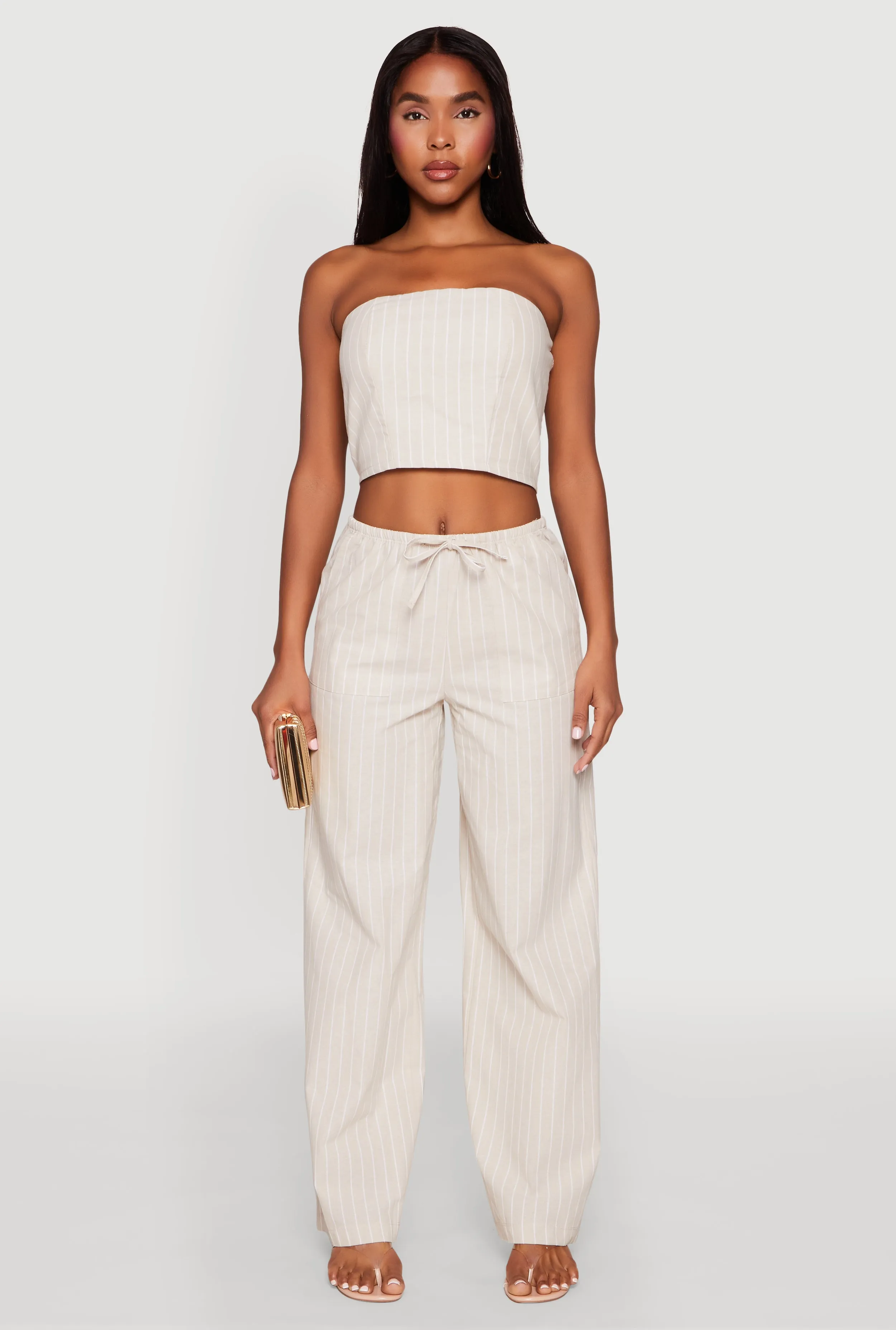 Almost Famous Drawstring Striped Pants