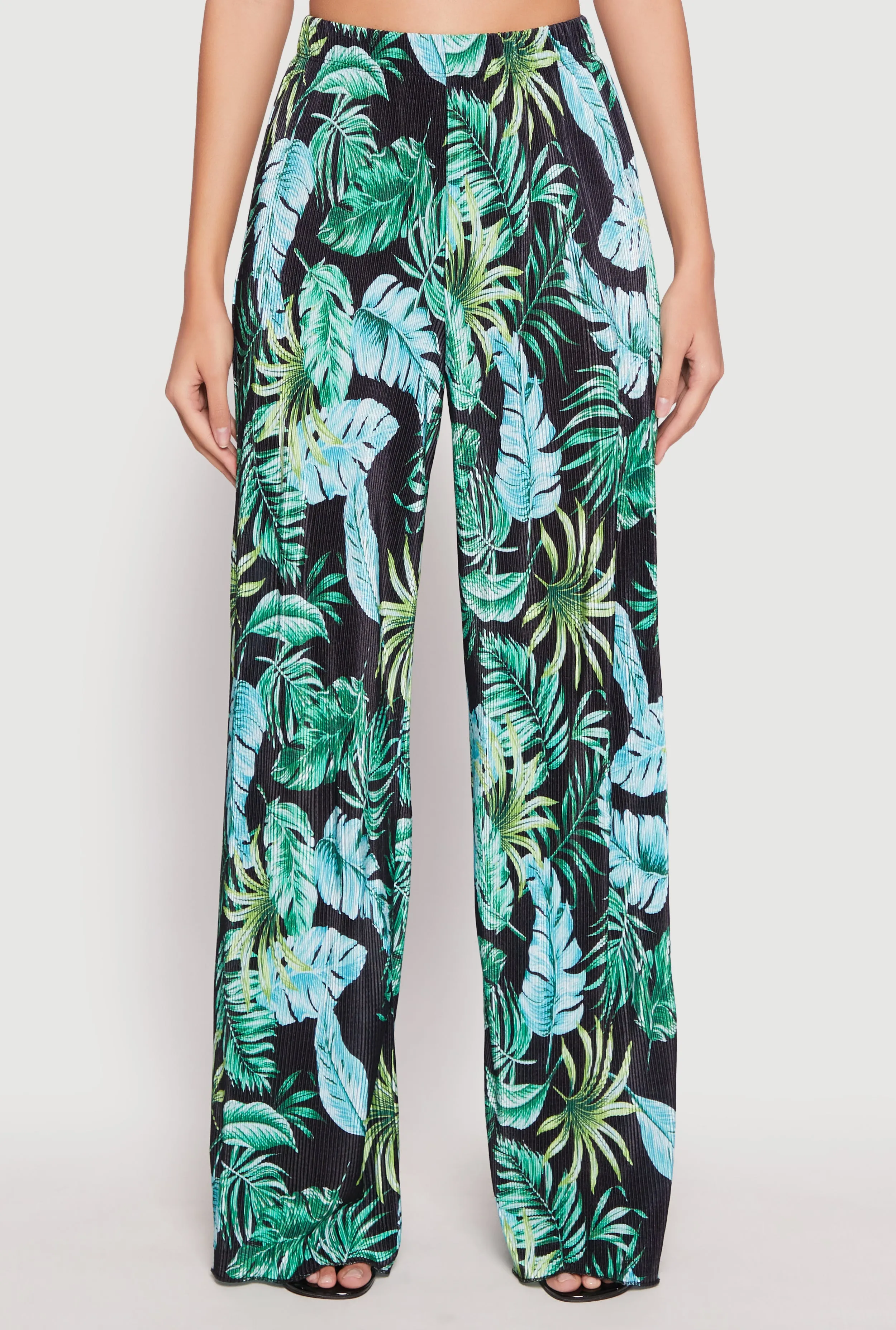 Almost Famous Plisse Tropical Print Pants