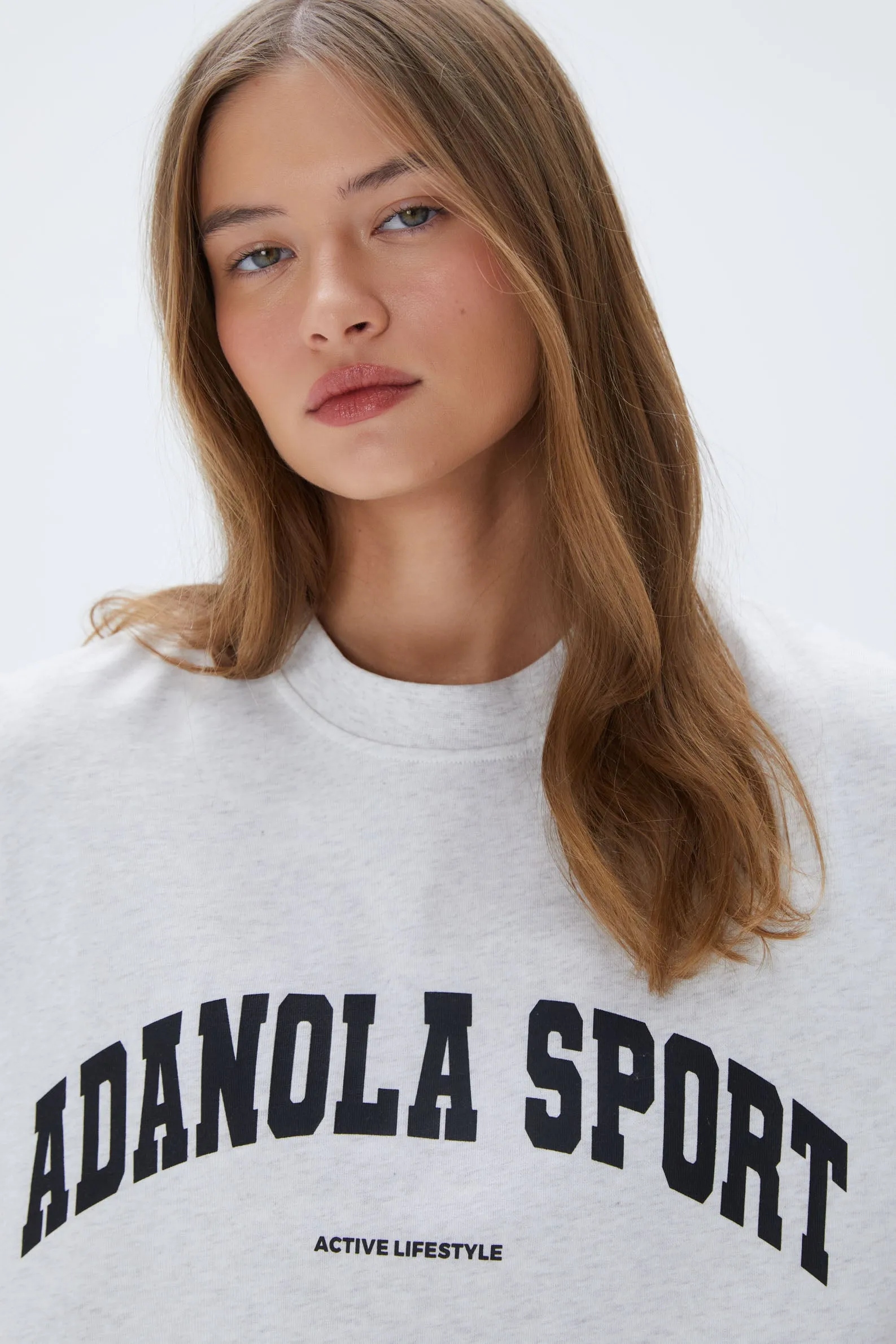 AS Short Sleeve Oversized T-shirt - Light Grey Melange/Black