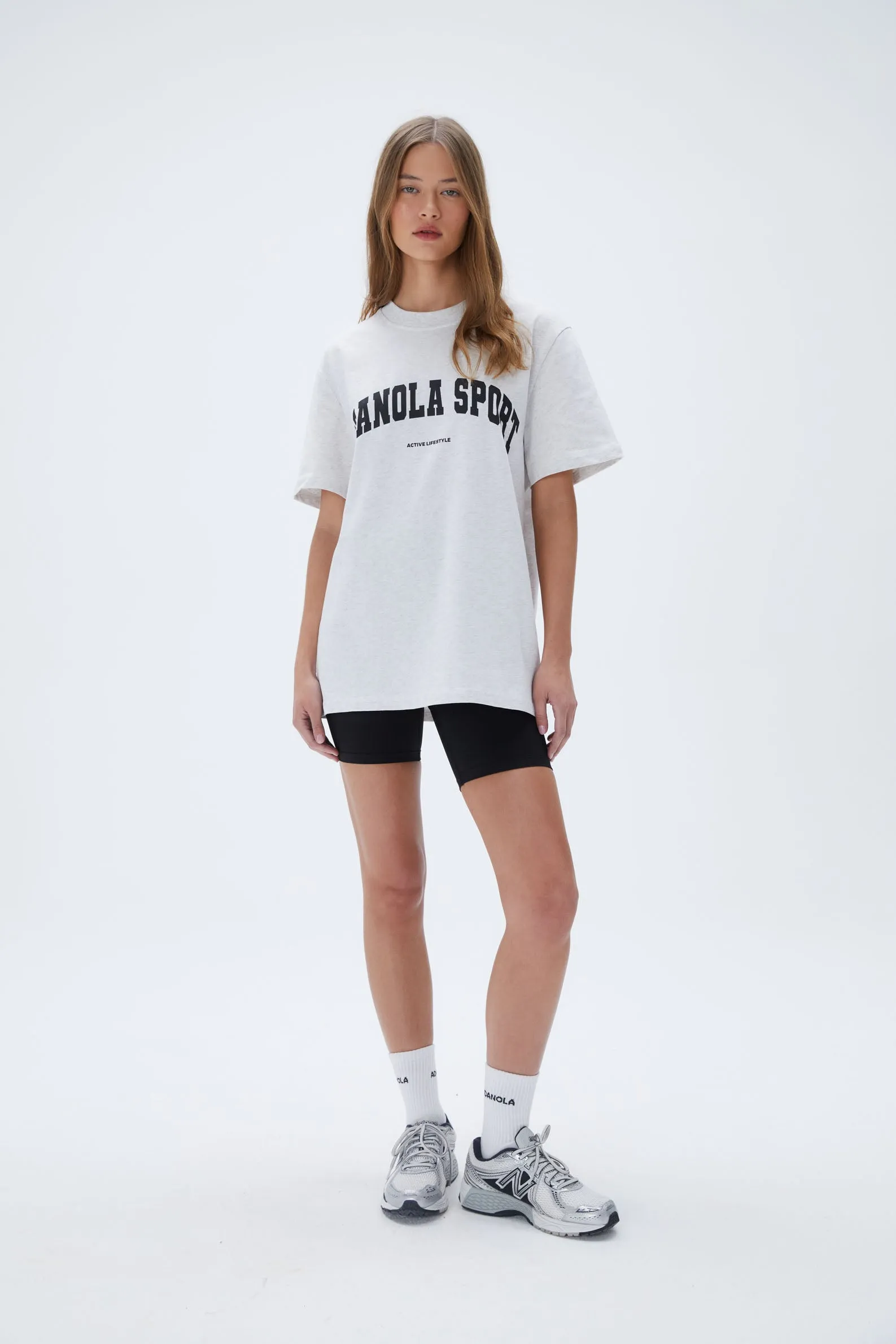 AS Short Sleeve Oversized T-shirt - Light Grey Melange/Black