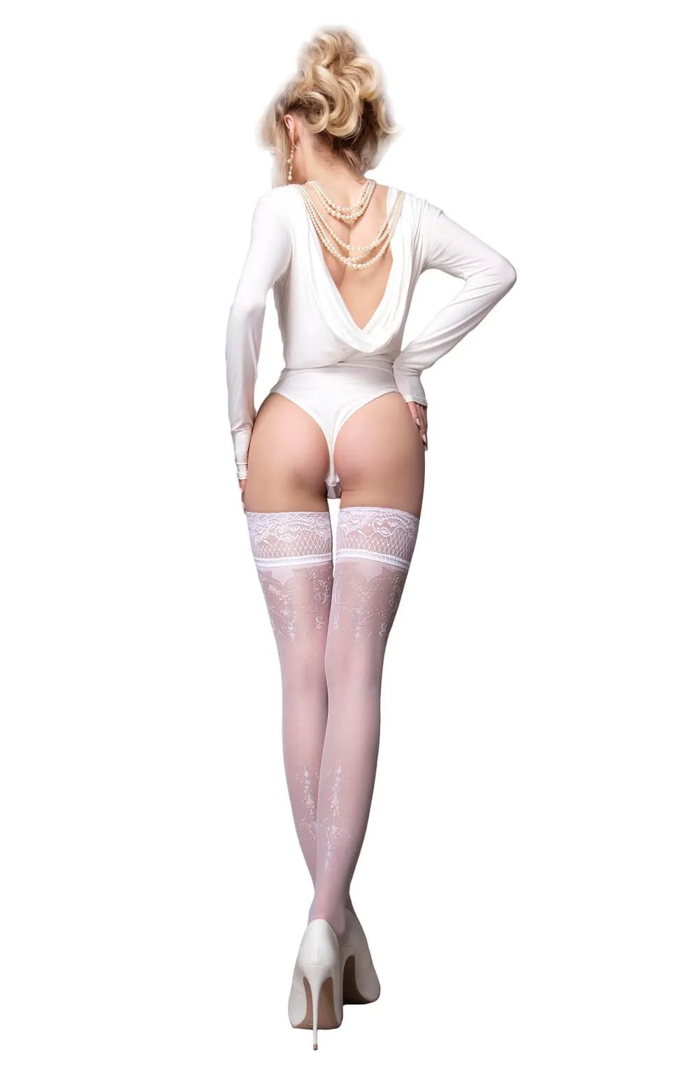 Ballerina Secret 585 Hold Ups Stockings White