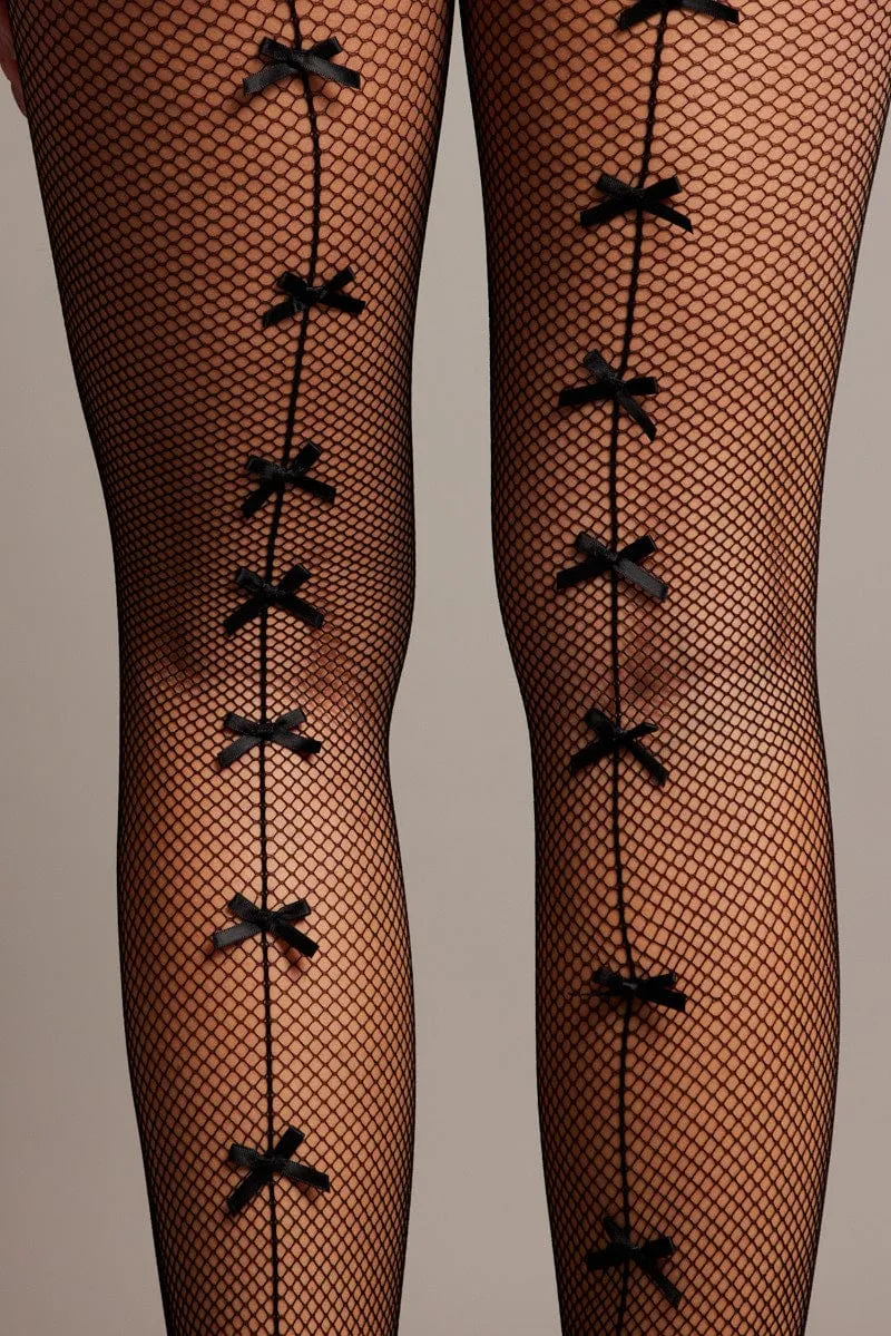 Black Bow Decor Tights