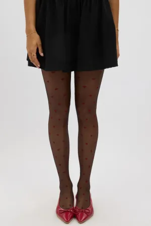 Black Heart Detail Tights