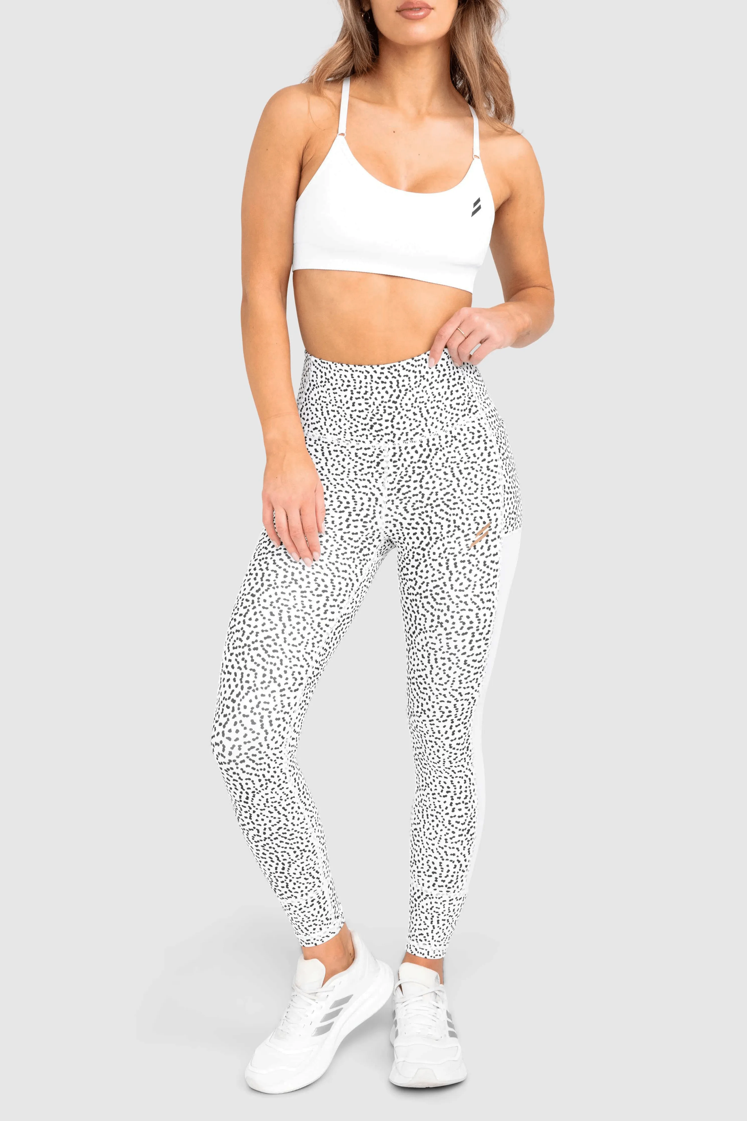 Breeze Mesh Leggings - White Speckle