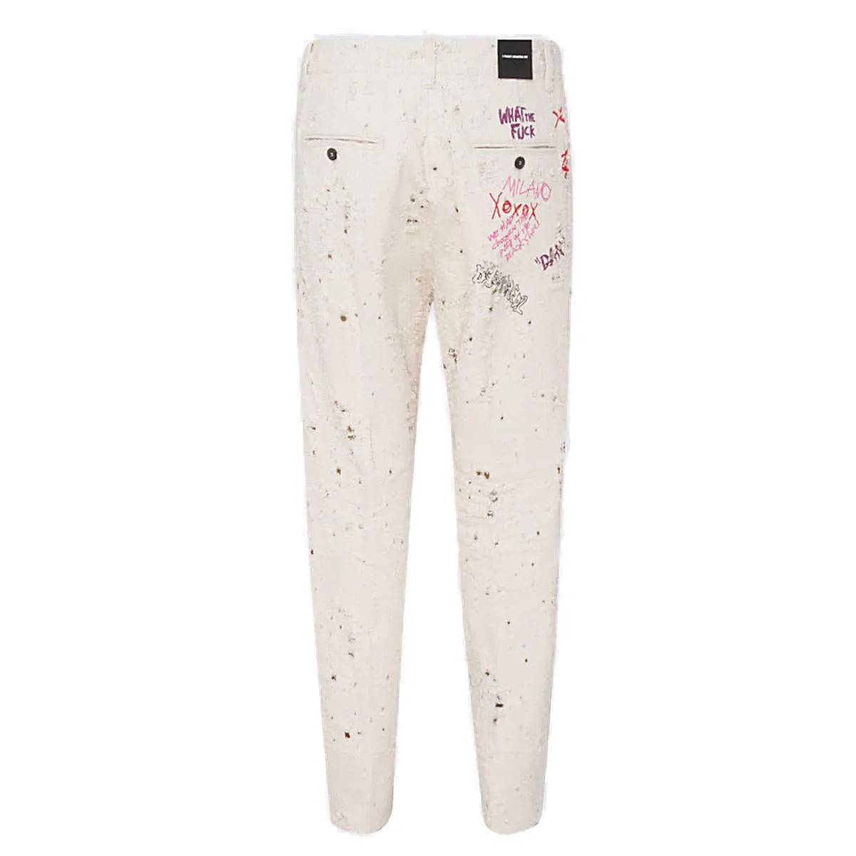 Dsquared2 Graffiti Printed Distressed Pants