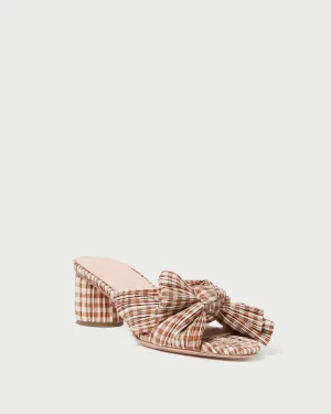 Emilia Brown Gingham Bow Heel