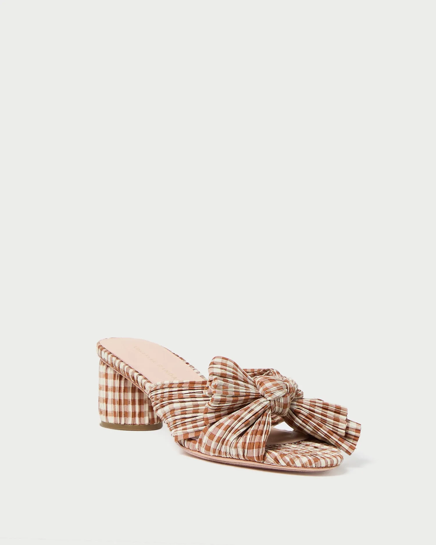 Emilia Brown Gingham Bow Heel