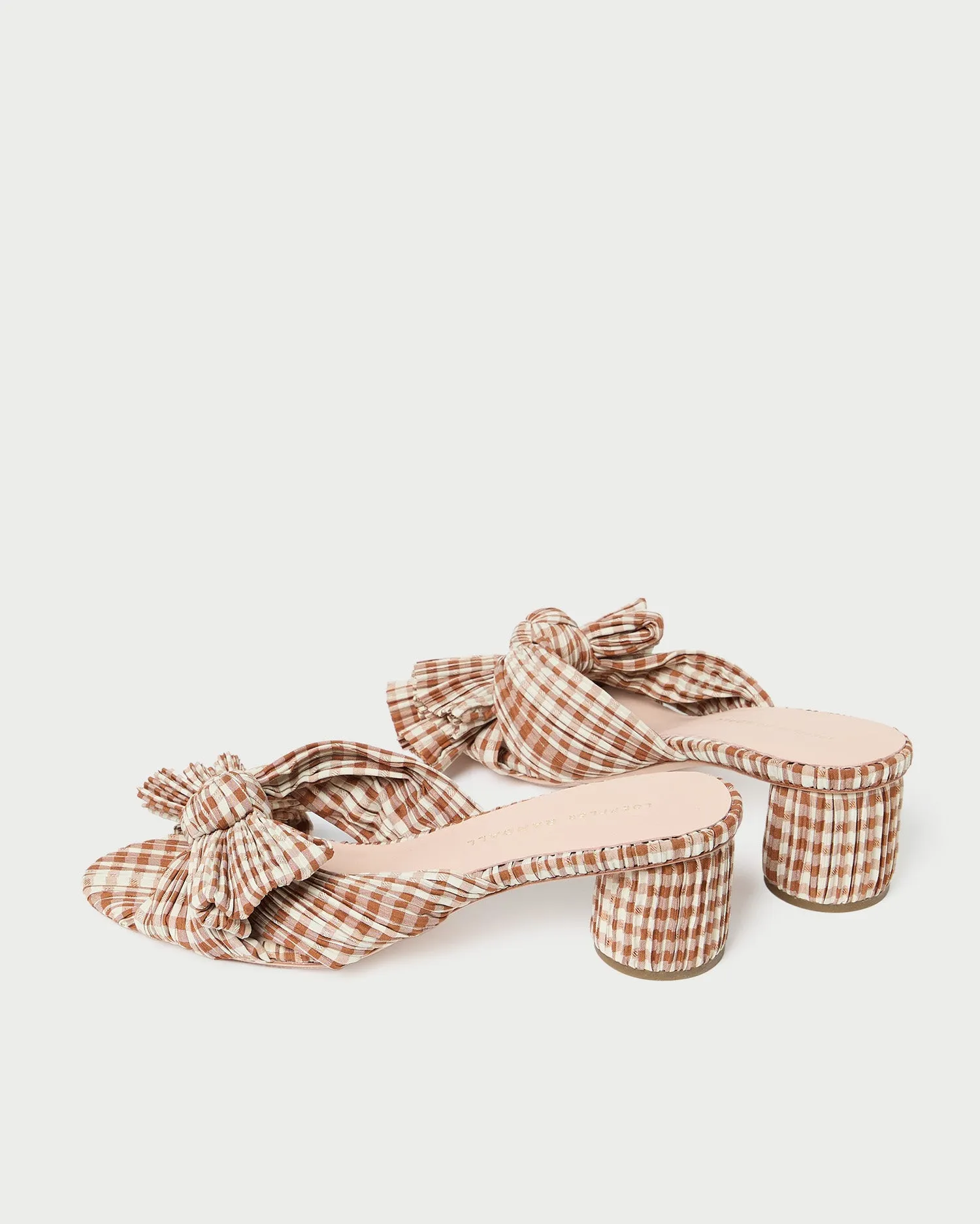 Emilia Brown Gingham Bow Heel