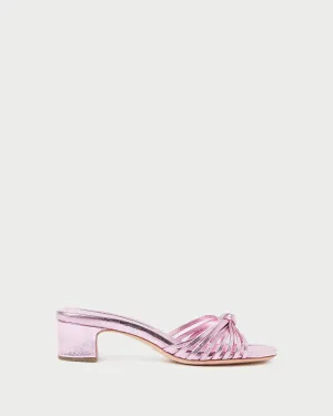 Hazel Pink Leather Knot Mule