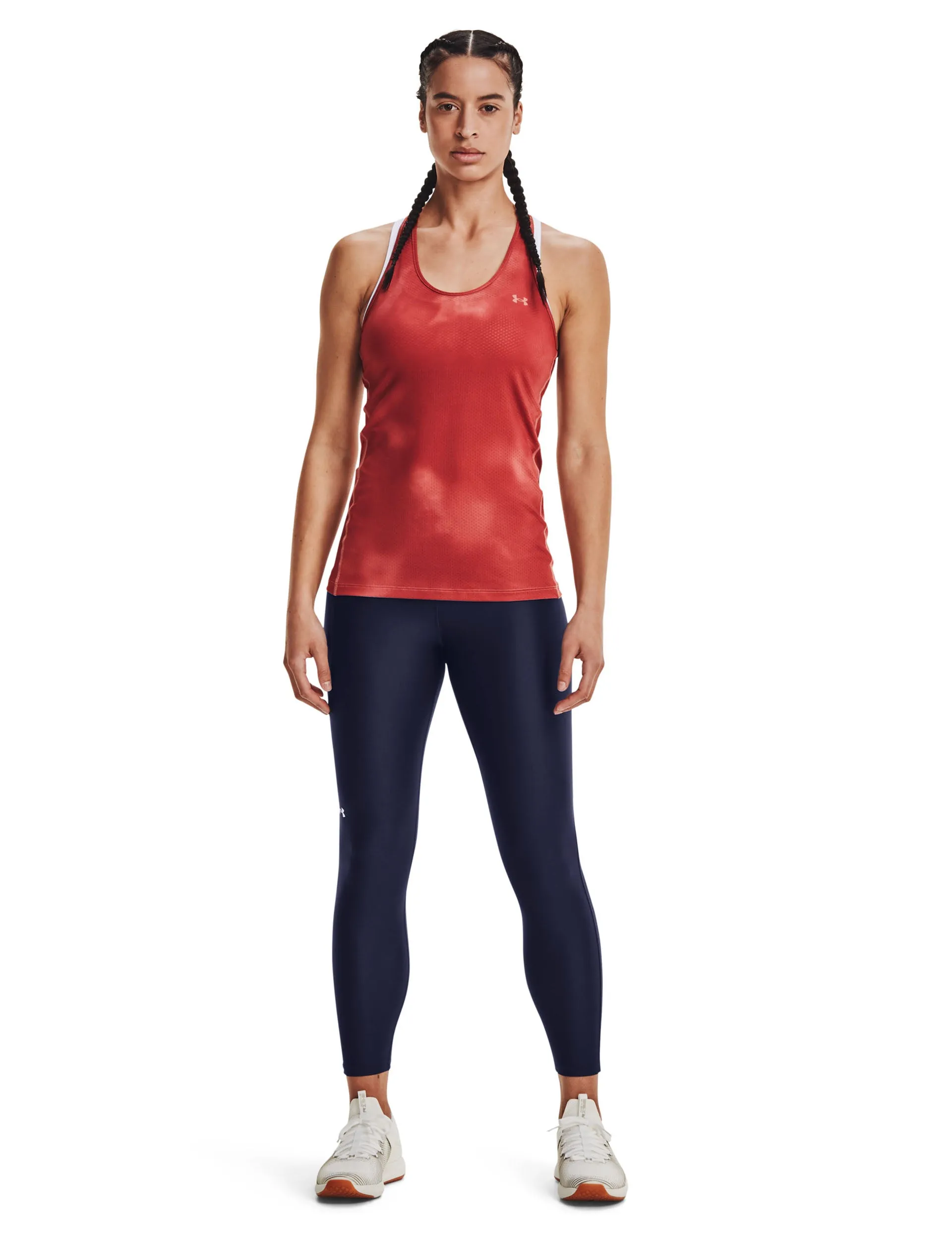 HeatGear Armour No-Slip Waistband Ankle Leggings - Midnight Navy/White
