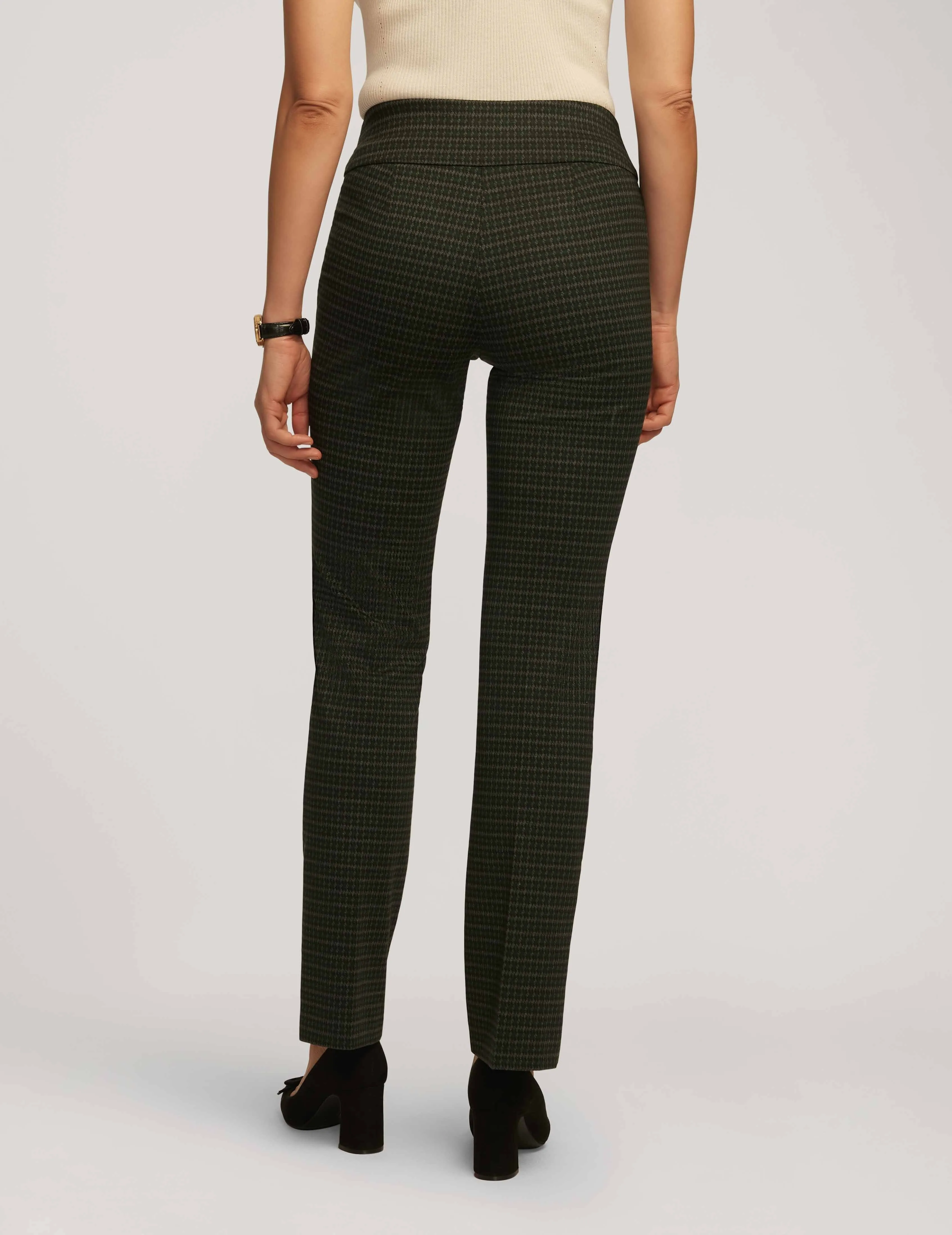 Houndstooth Printed Compression High Rise Pull On Bootleg- Sale