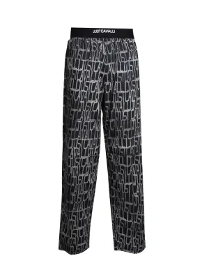 Just Cavalli Allover Logo Printed Straight-Leg Trousers