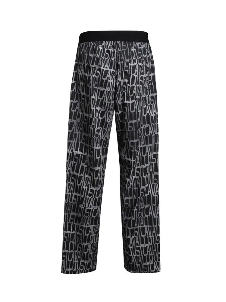 Just Cavalli Allover Logo Printed Straight-Leg Trousers