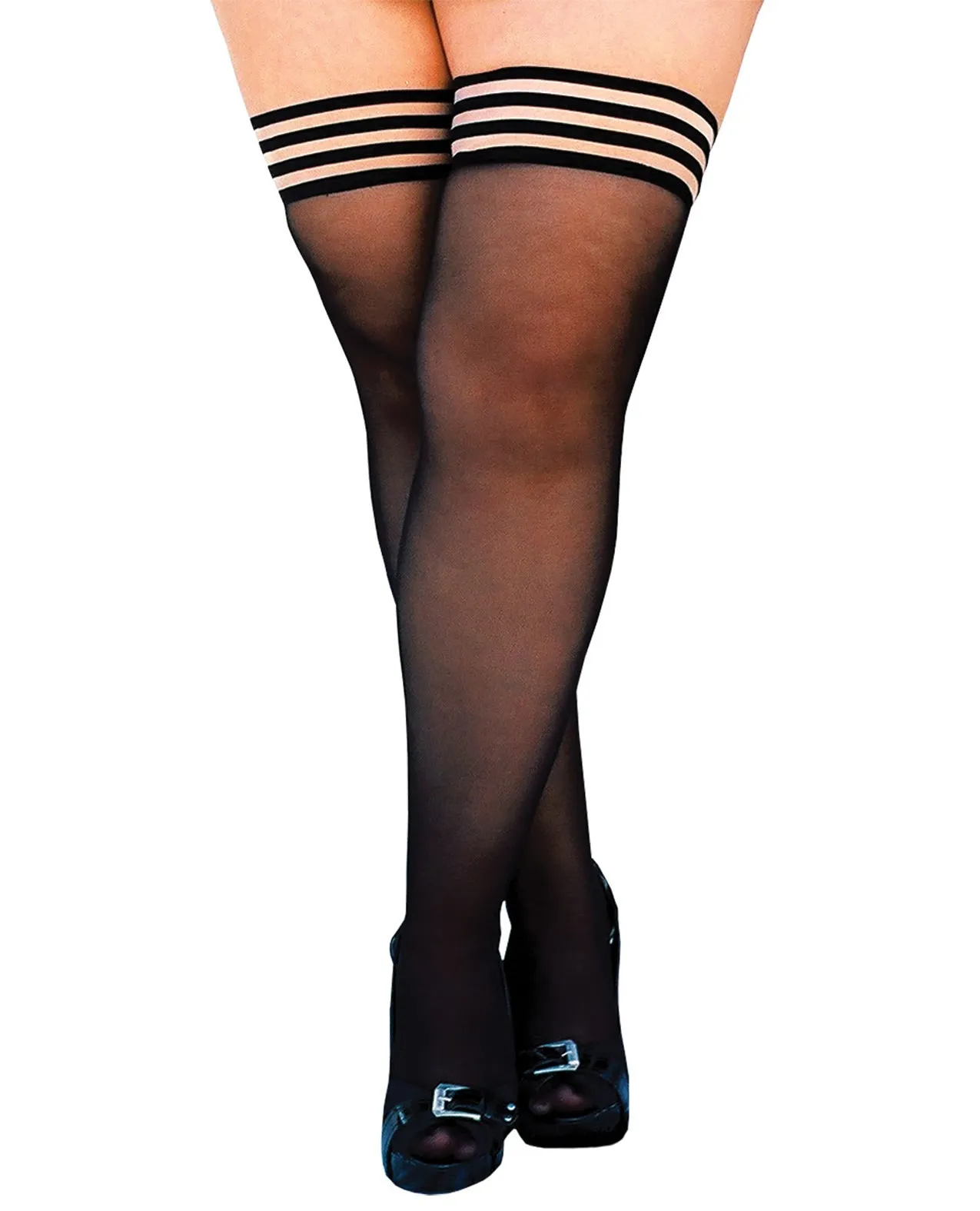 Kixies Taylor Silky Sheer Thigh Highs Black