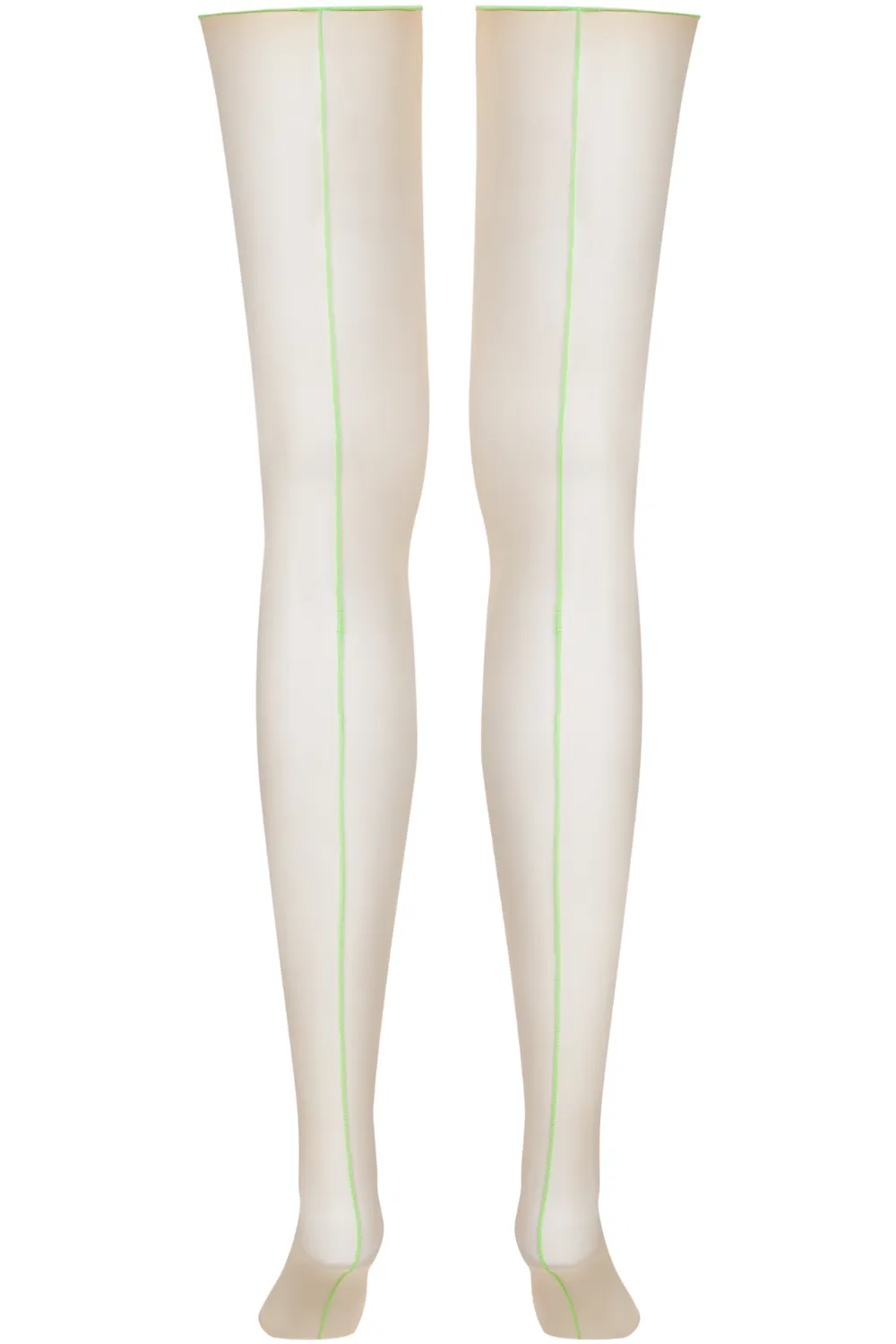 Nude Cut & Curled Green Seam Stockings 20 Denier