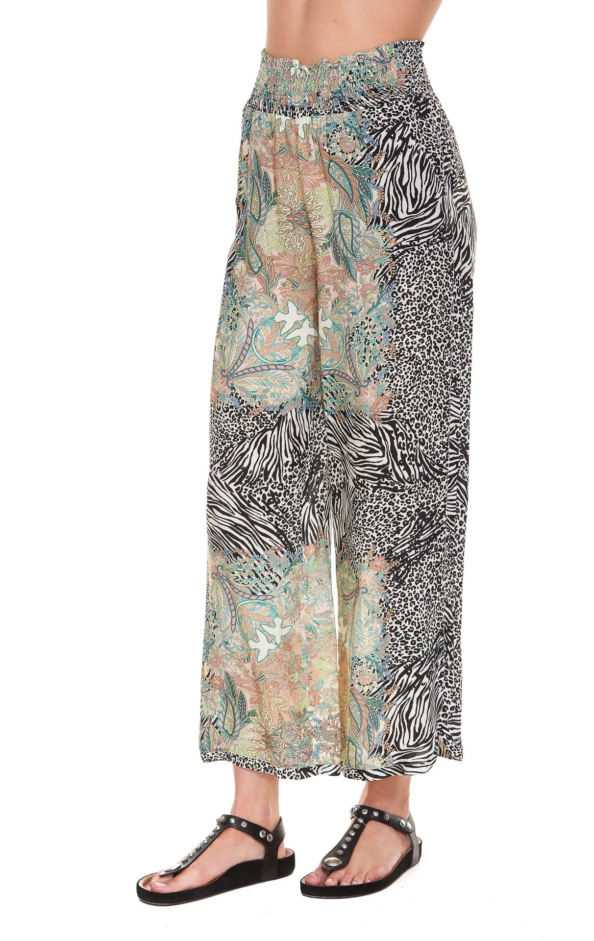 Pinko Mix Printed Wide Leg Trousers