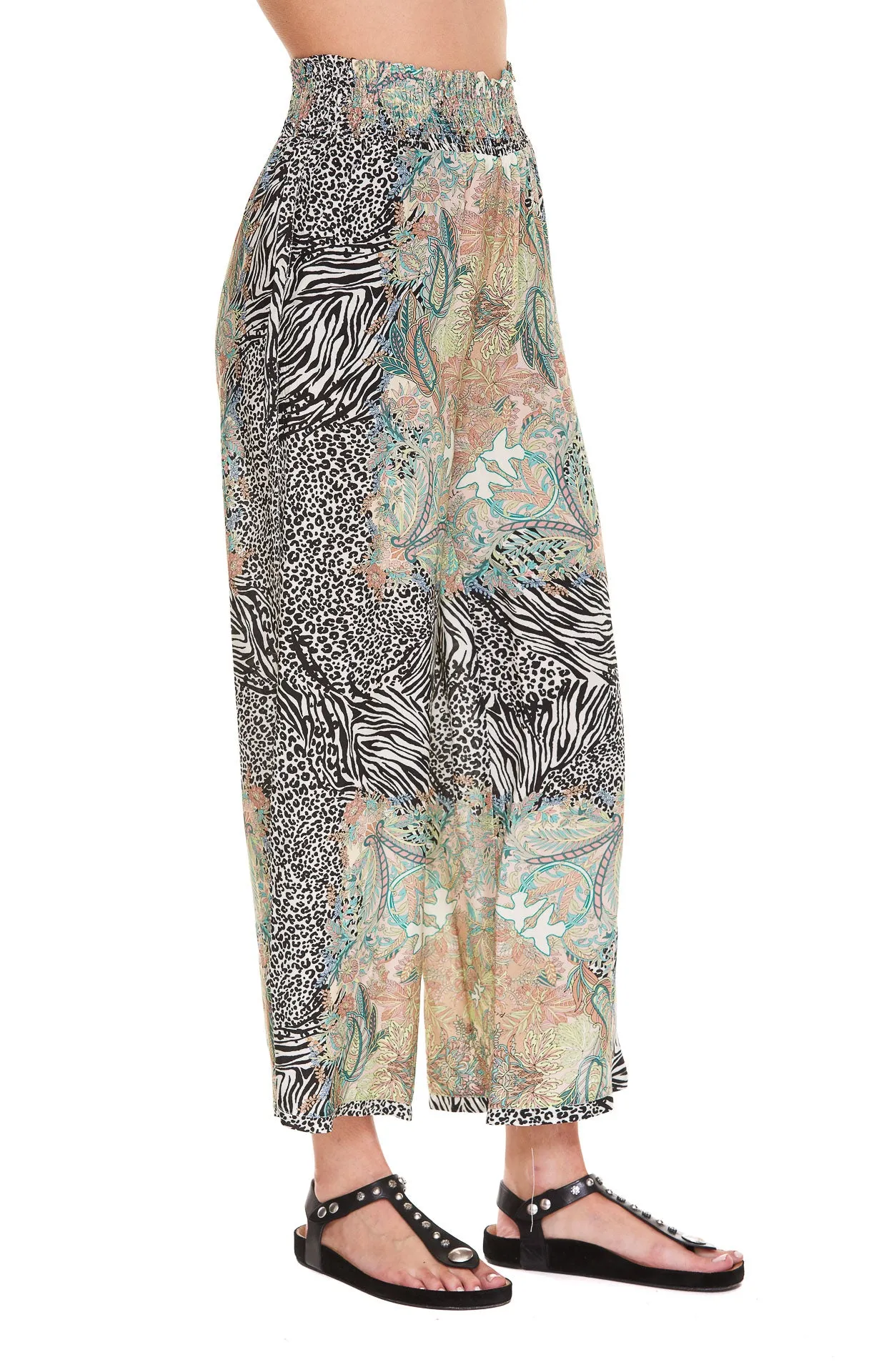 Pinko Mix Printed Wide Leg Trousers