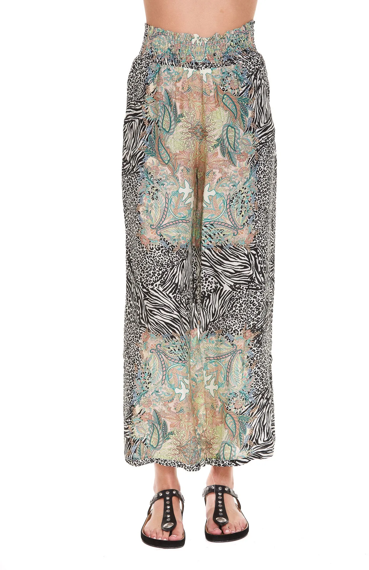 Pinko Mix Printed Wide Leg Trousers