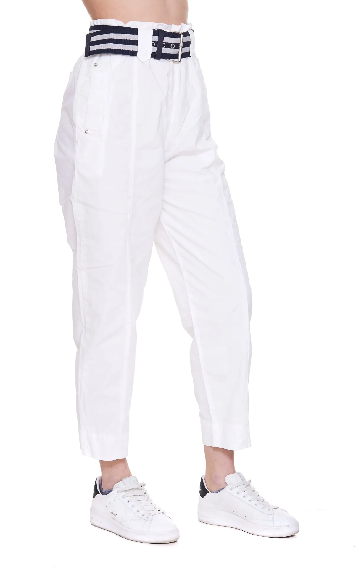 Pinko Striped Belt High Waist Trousers