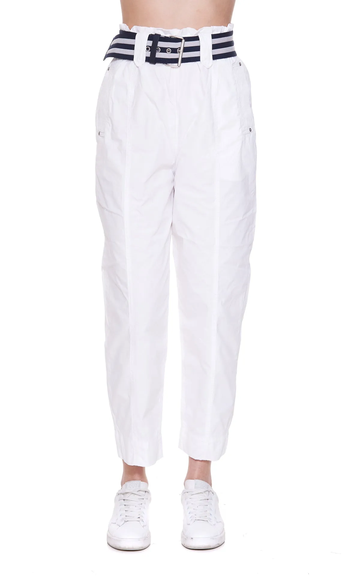 Pinko Striped Belt High Waist Trousers