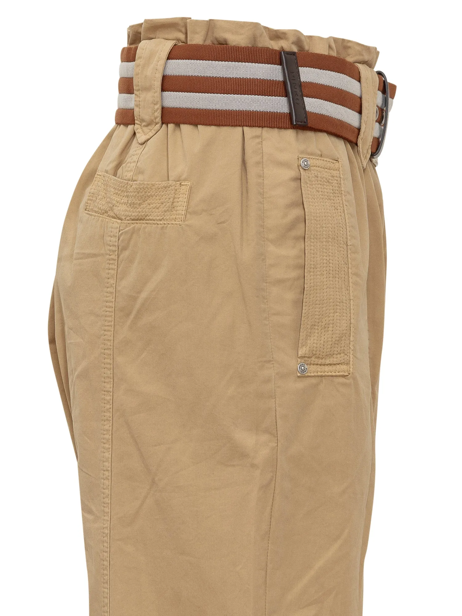 Pinko Striped Belt High Waist Trousers