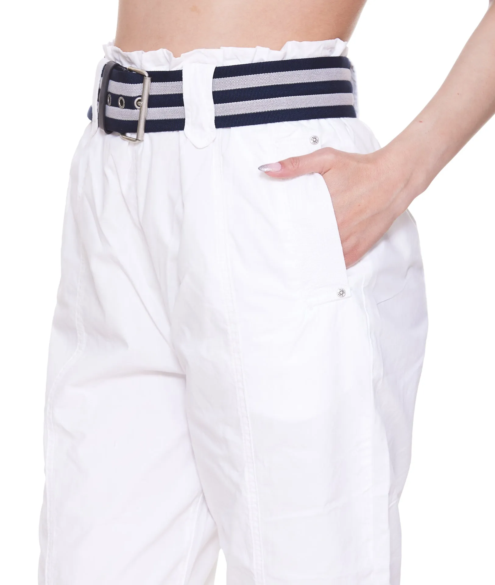 Pinko Striped Belt High Waist Trousers
