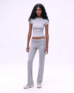 Rib Fold Over Pants - Grey Melange