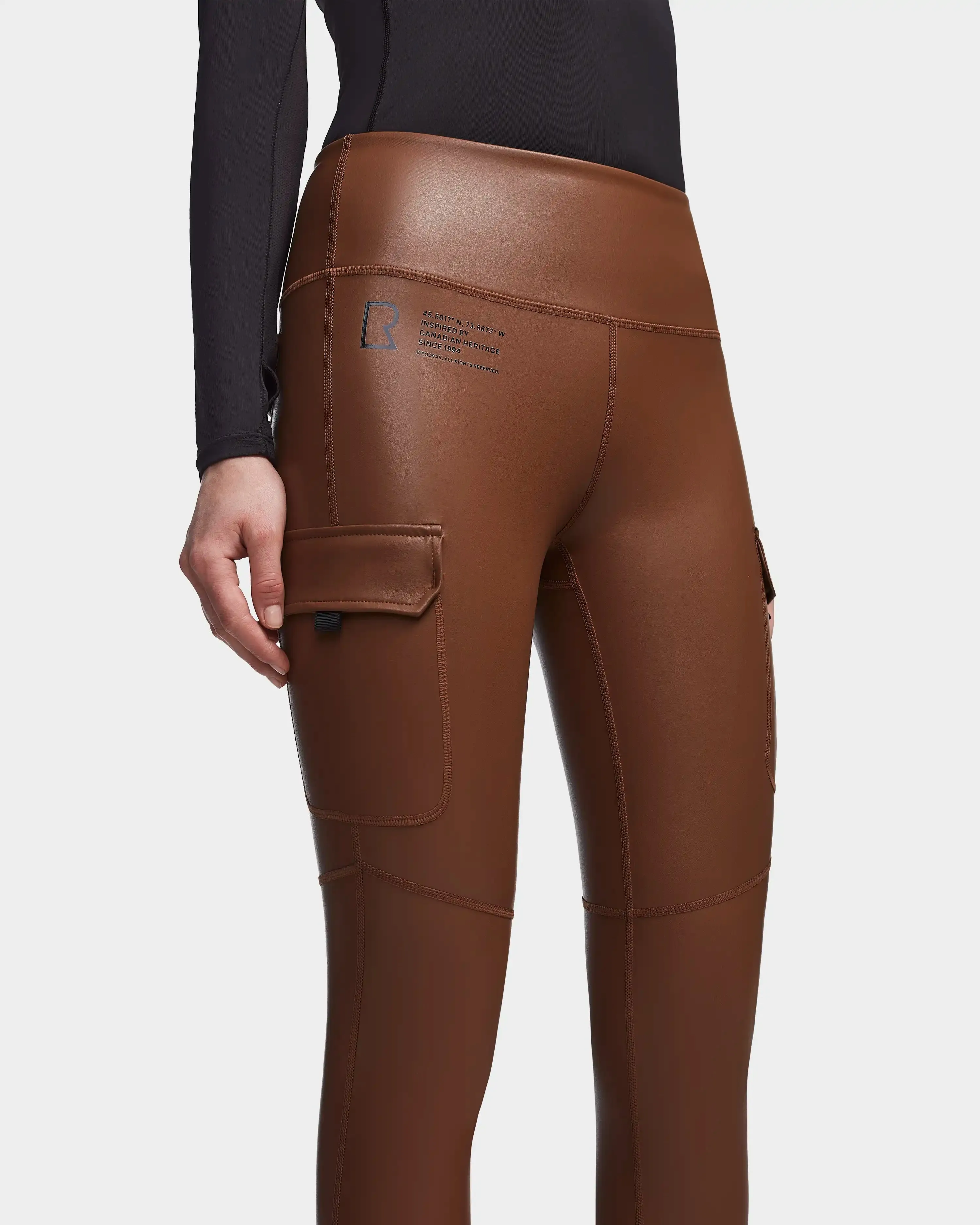 SIEN L WOMEN'S STRETCH VEGAN LEATHER CARGO LEGGINGS