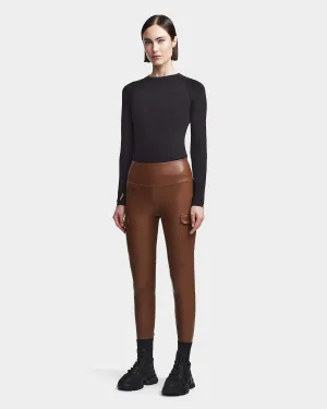 SIEN L WOMEN'S STRETCH VEGAN LEATHER CARGO LEGGINGS