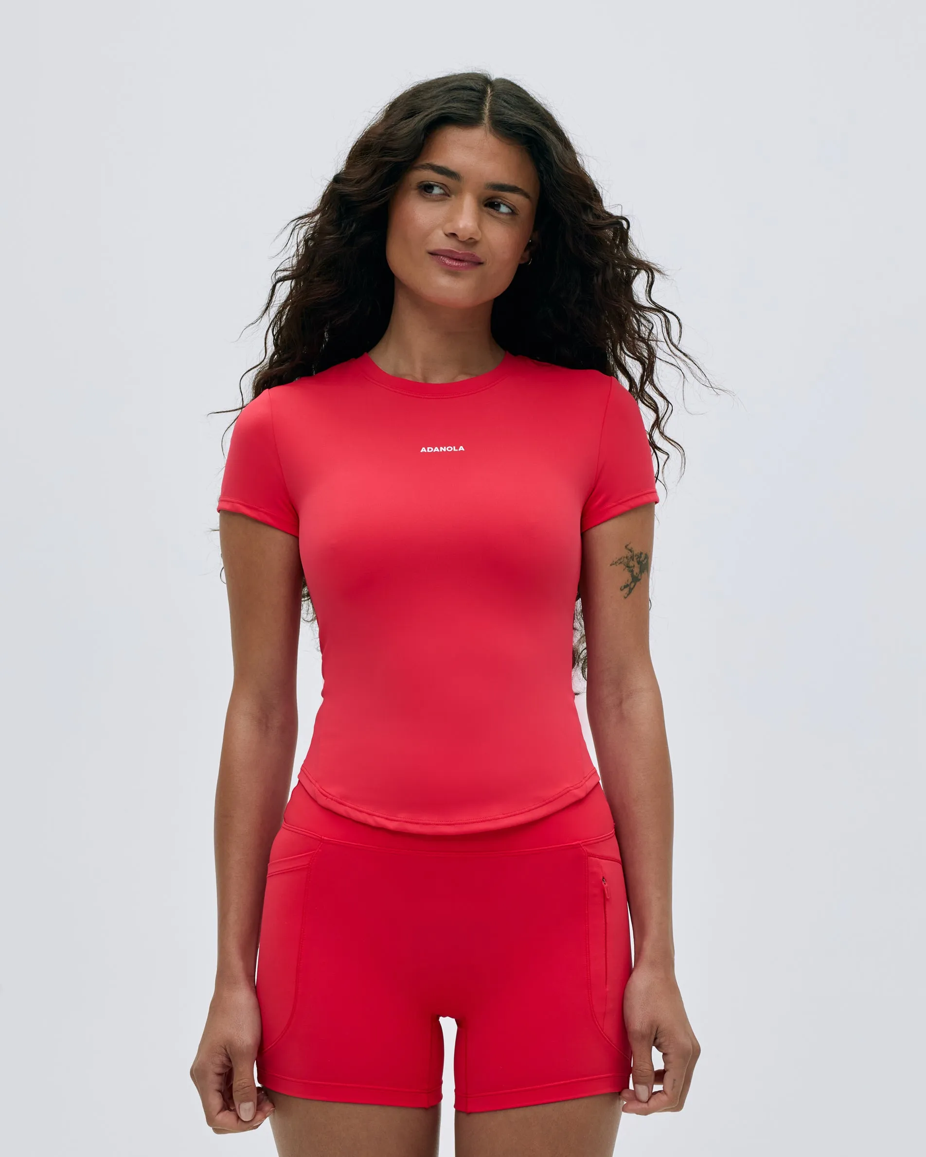 Ultimate Curved Hem Short Sleeve Top - Apple Red