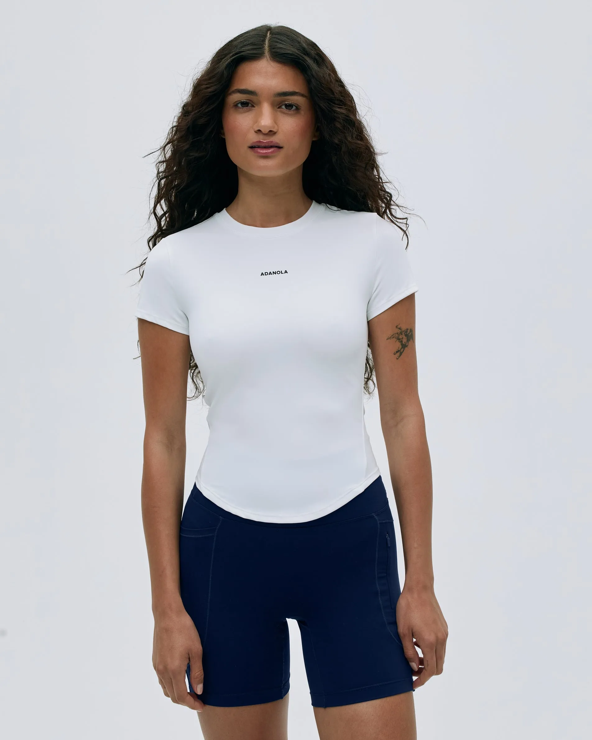 Ultimate Curved Hem Short Sleeve Top - White