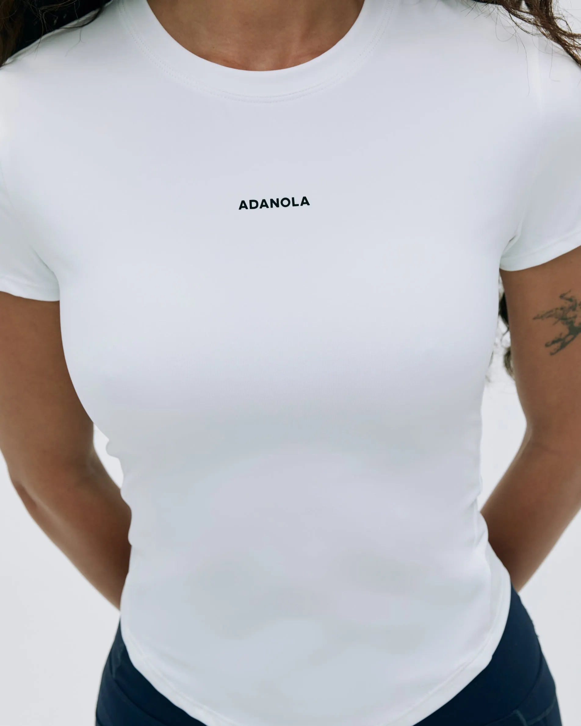 Ultimate Curved Hem Short Sleeve Top - White