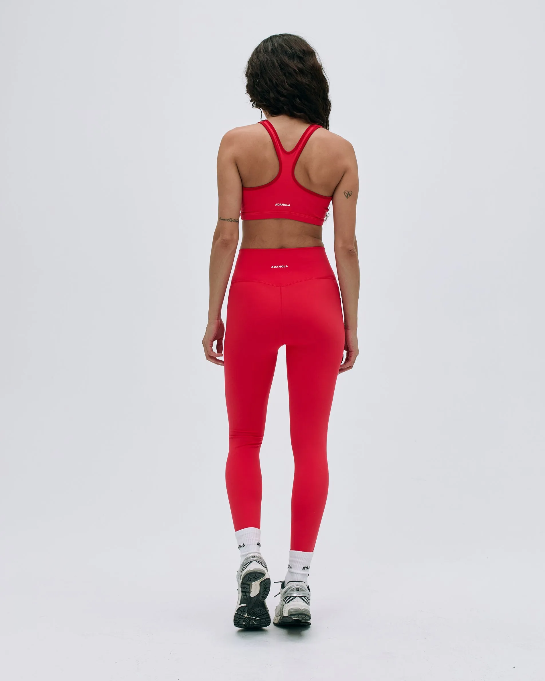 Ultimate Seam Detail Zip Pocket Leggings - Apple Red