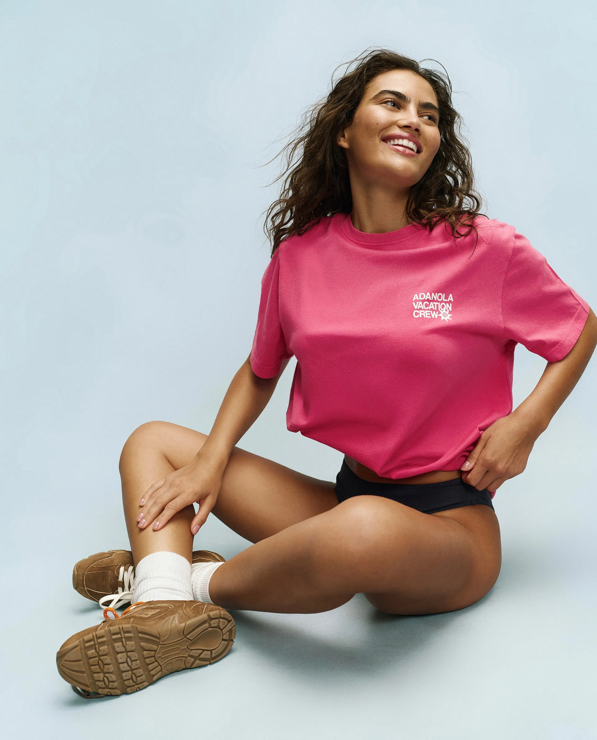 Vacation Vintage Wash Lightweight T-shirt - Hot Pink/Marshmallow White