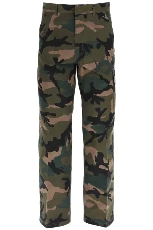 Valentino Camouflage Printed Straight Leg Trousers