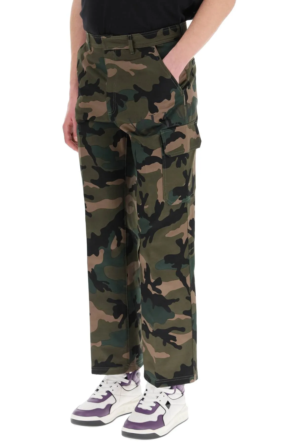 Valentino Camouflage Printed Straight Leg Trousers