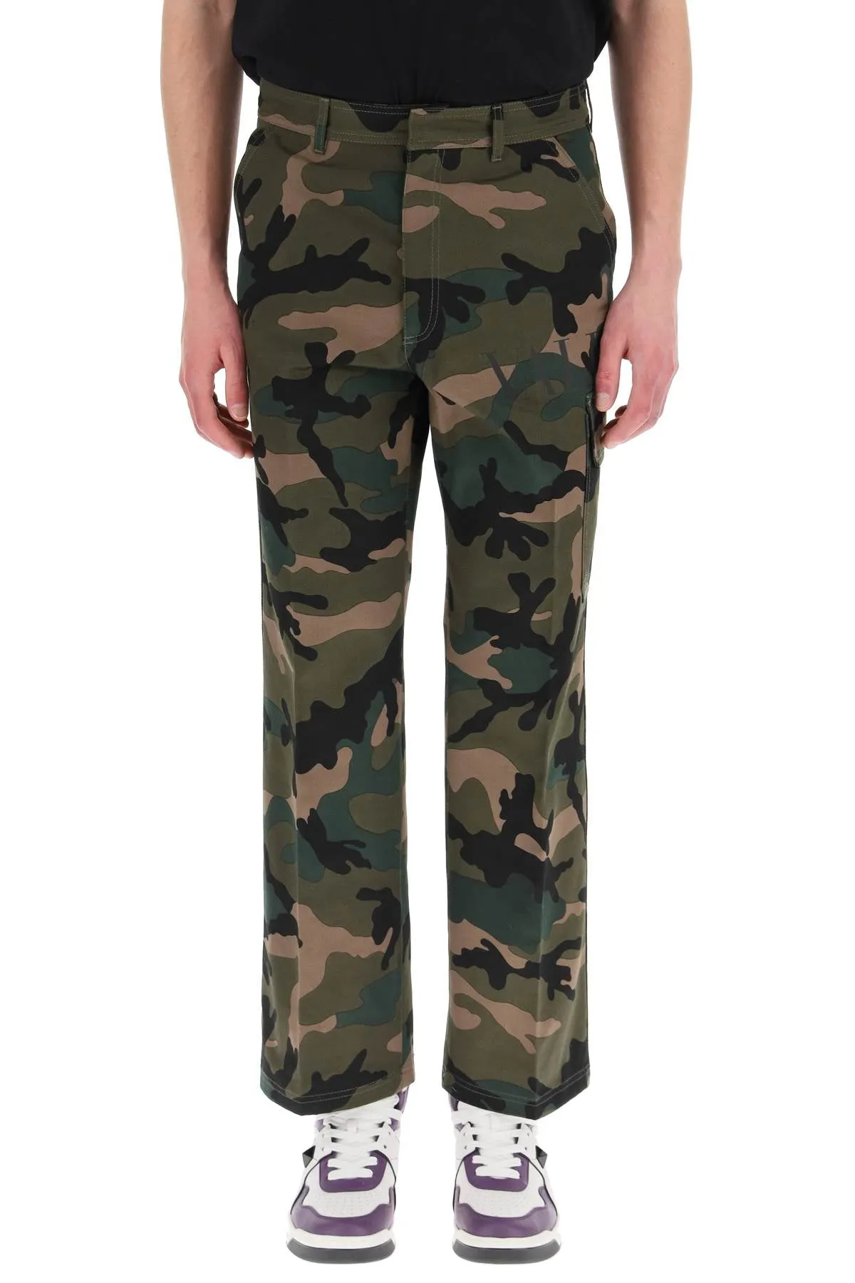Valentino Camouflage Printed Straight Leg Trousers