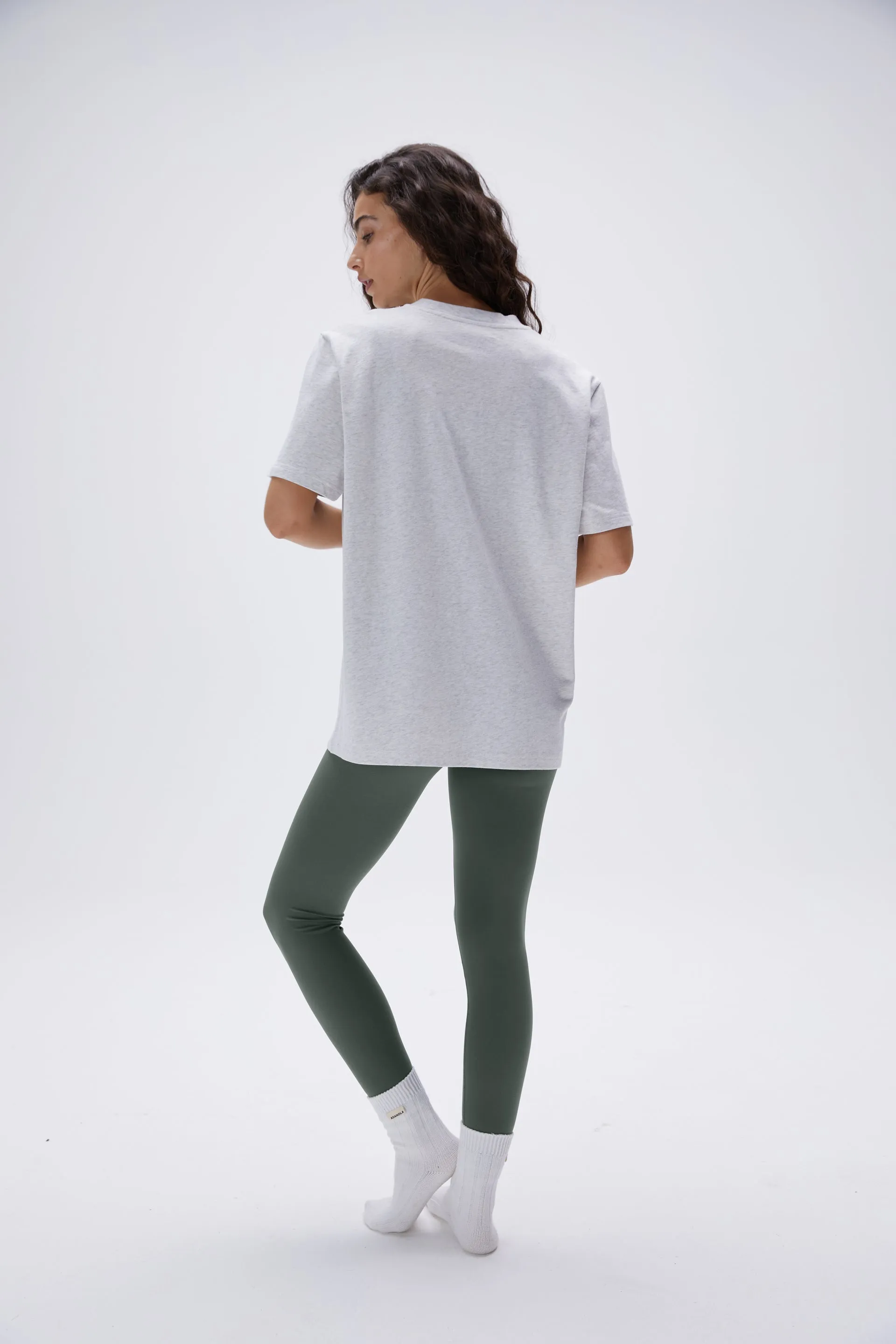 Varsity Stitch Short Sleeve Oversized T-shirt - Light Grey Melange/Black
