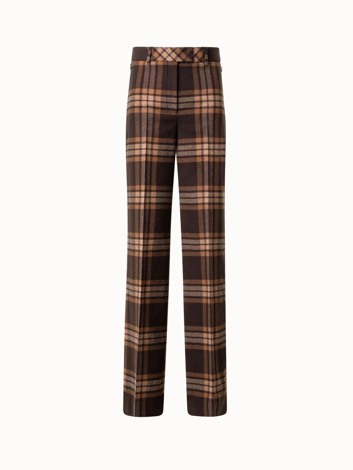 Wide Wool Flannel Check Pants