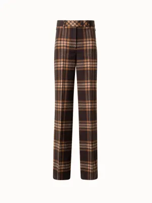 Wide Wool Flannel Check Pants