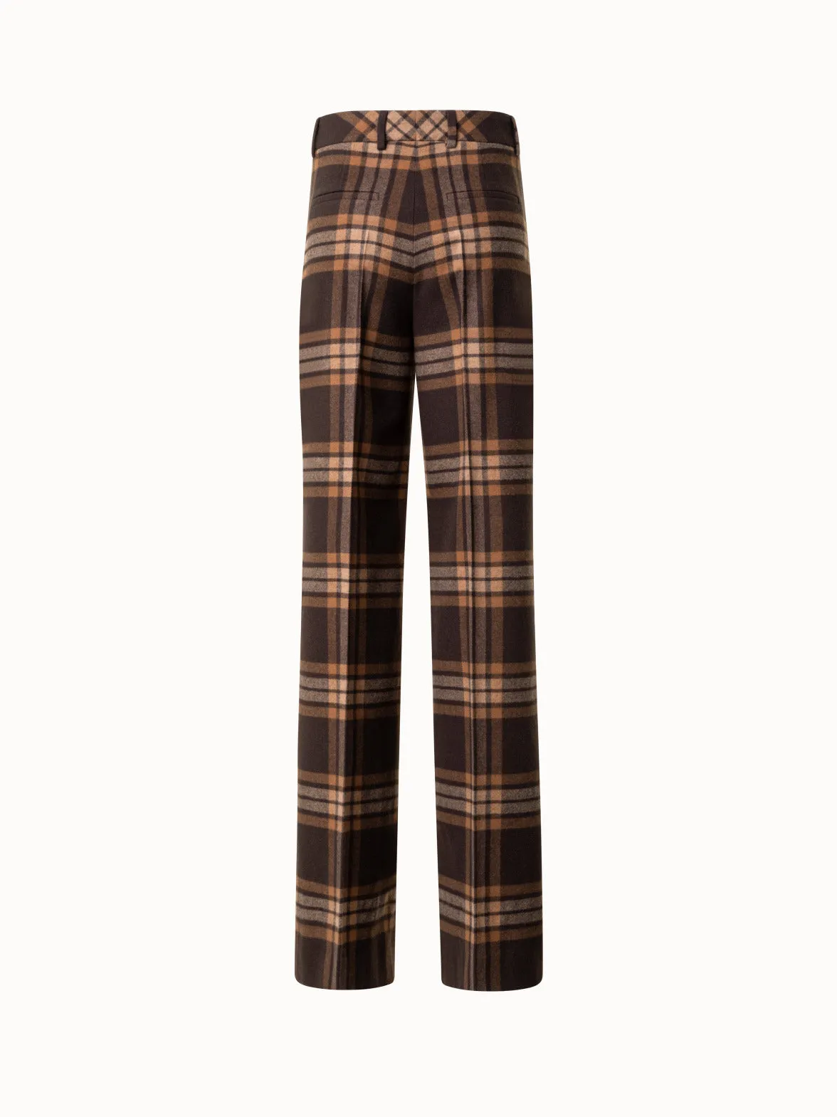 Wide Wool Flannel Check Pants