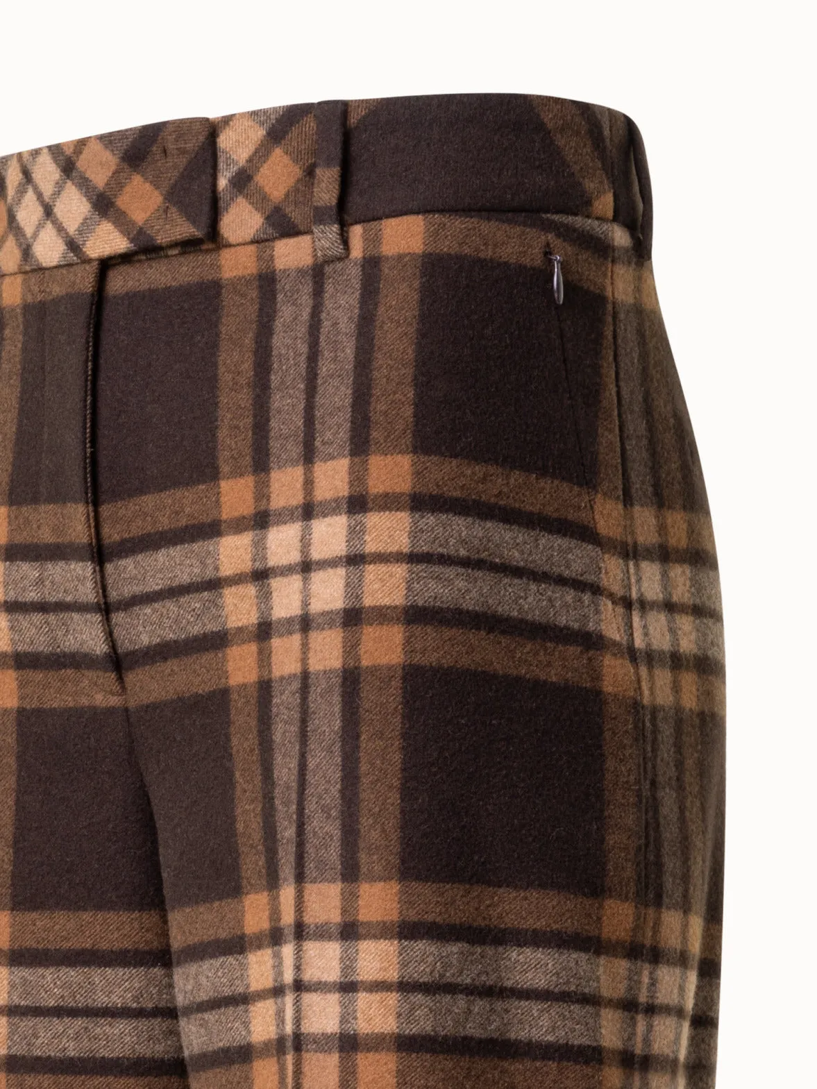 Wide Wool Flannel Check Pants