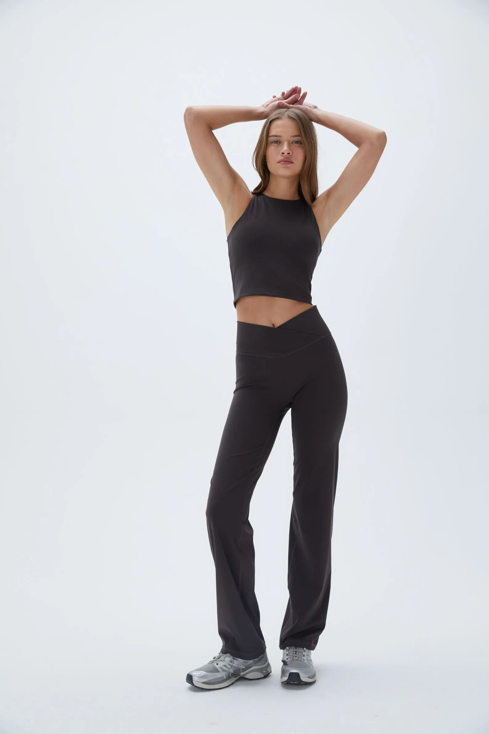 Wrap Over Yoga Pant - Coffee Bean