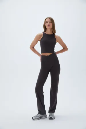 Wrap Over Yoga Pant - Coffee Bean