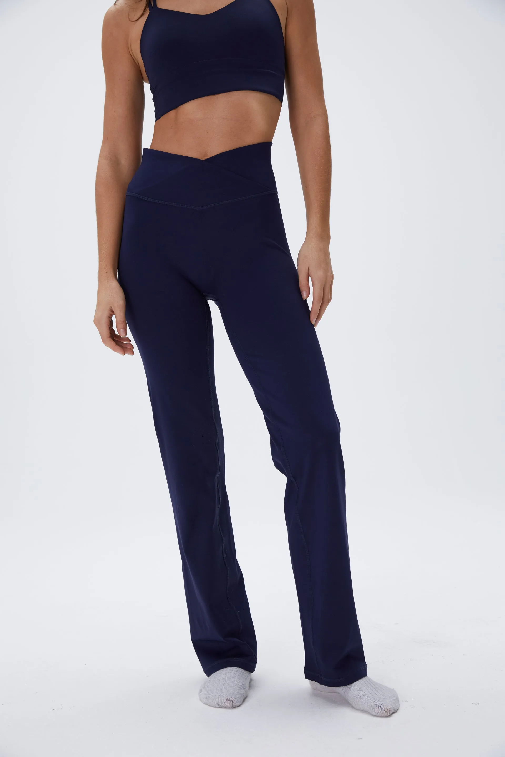 Wrap Over Yoga Pant - Navy Blue