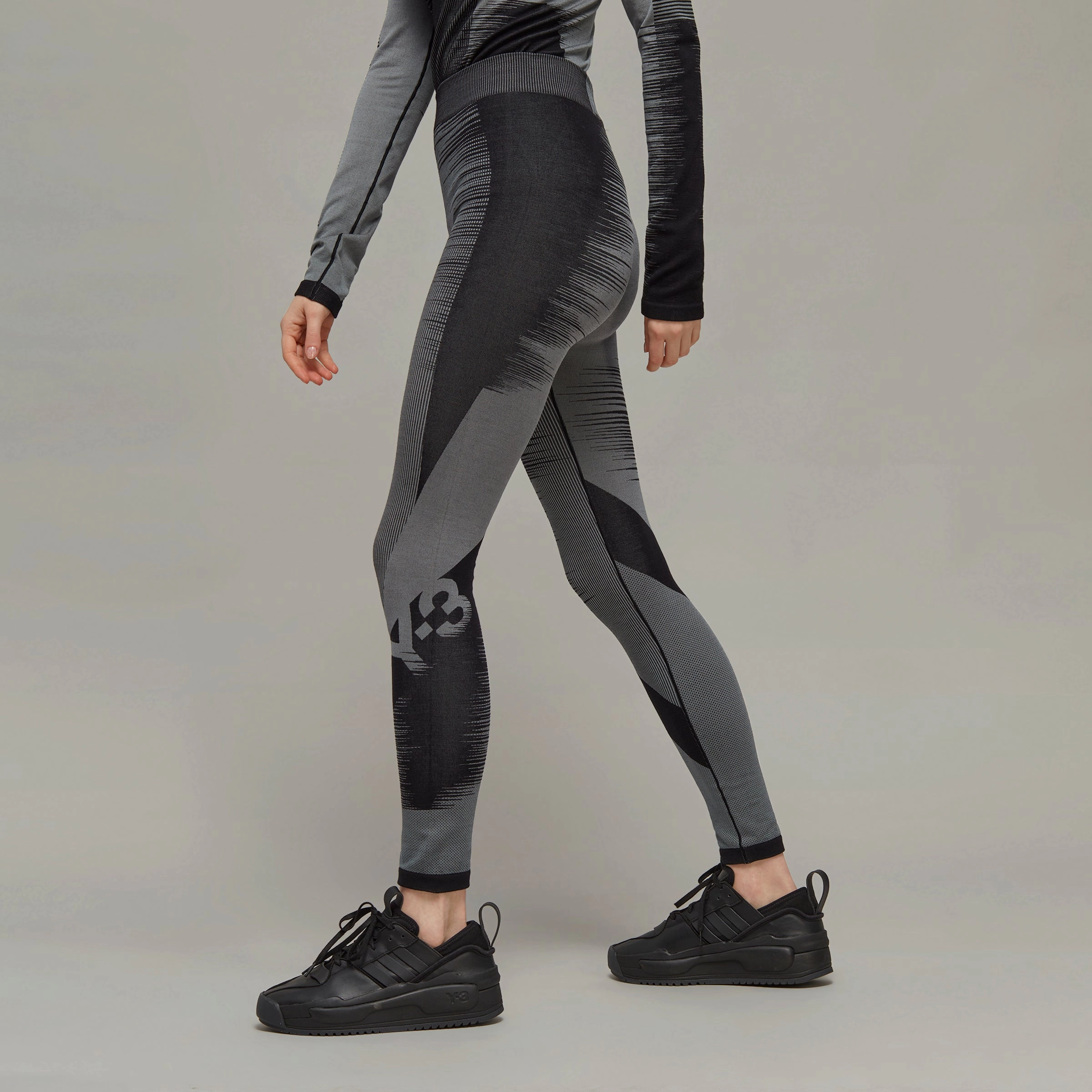 Y-3 Women Engineered Knit Tights Black
