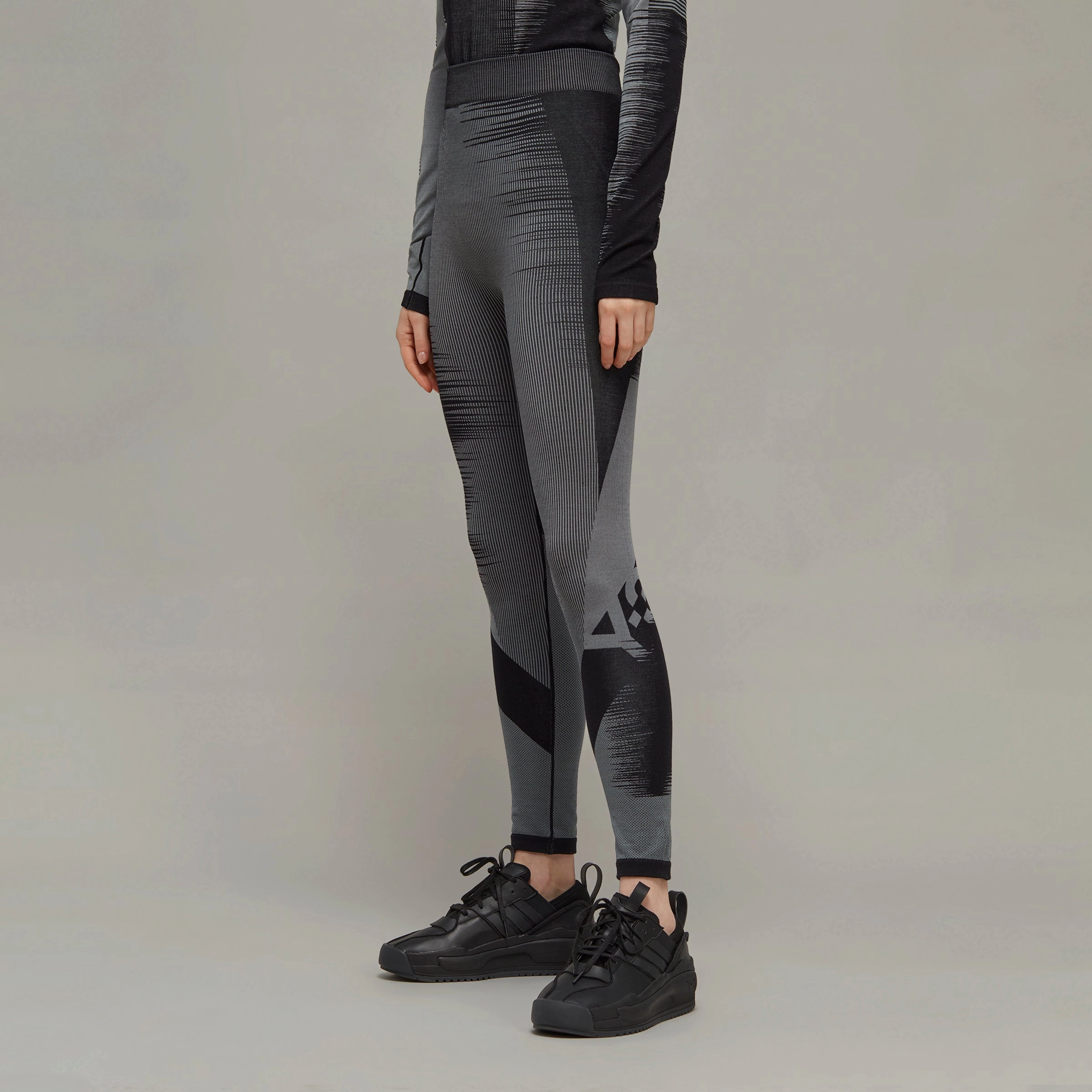 Y-3 Women Engineered Knit Tights Black