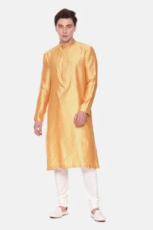 Yellow Jacquard Kurta Set