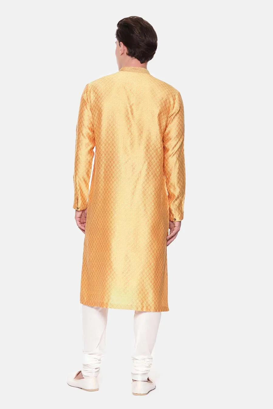 Yellow Jacquard Kurta Set