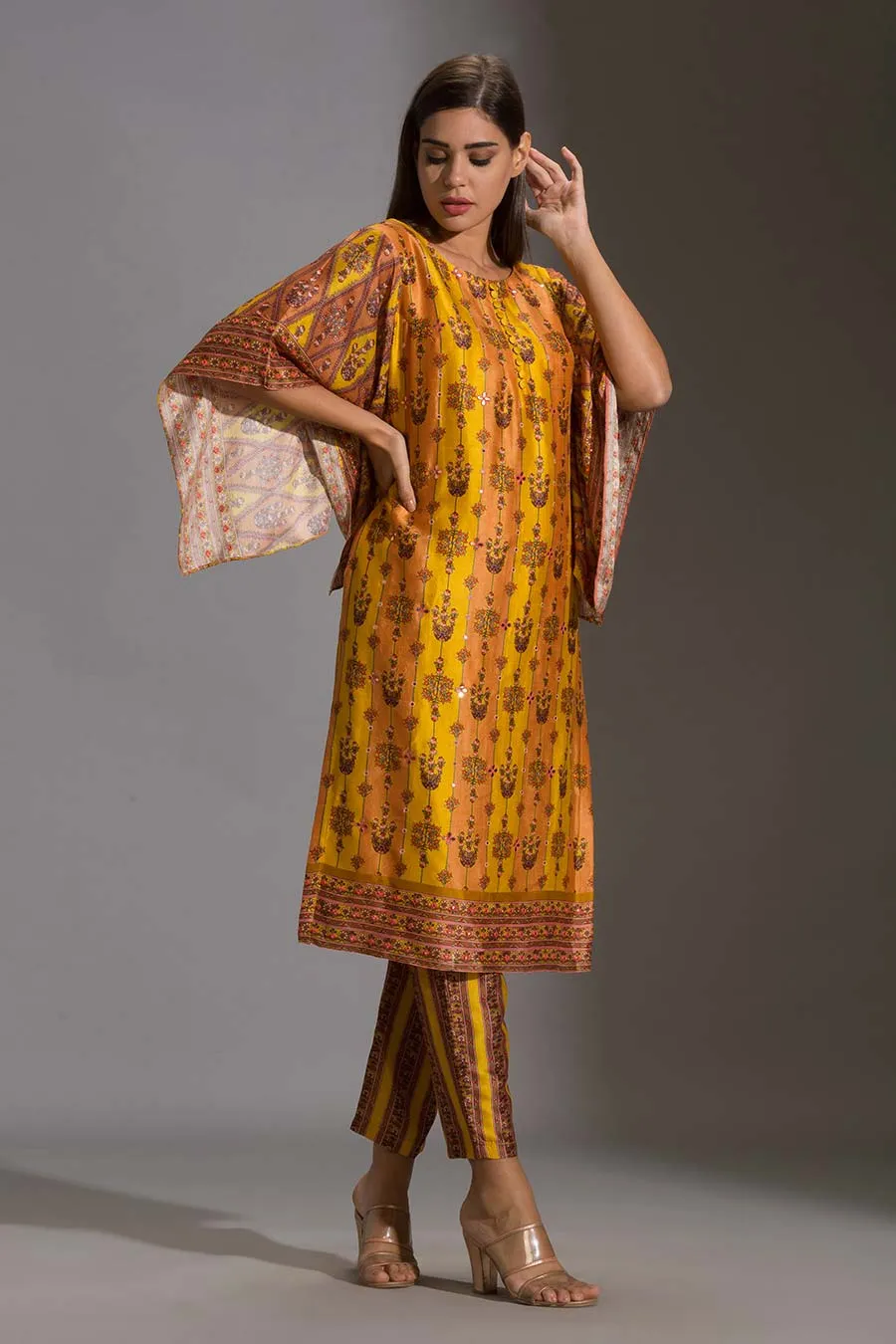 Yellow Printed Kurta & Pant Set